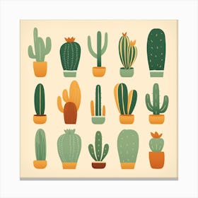 Rizwanakhan Simple Abstract Cactus Non Uniform Shapes Petrol 21 Canvas Print
