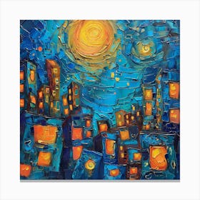 Starry Night Cityscape Canvas Print