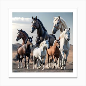 Horses In The Desert Canvas Print