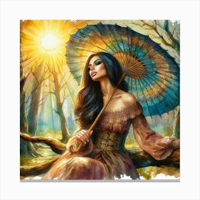 Beautiful Woman In The Forest 2 Canvas Print