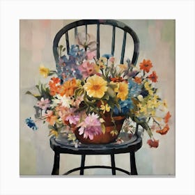 Flowers On A Chair Art Print Canvas Print