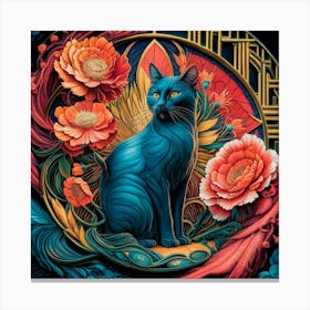 William Morris Black Cat Inspired Canvas Print