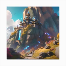 Fantasy Castle In The Mountains Canvas Print