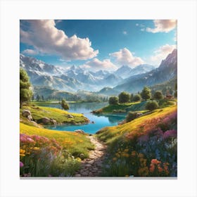 Peaceful Landscapes Ultra Hd Realistic Vivid Colors Highly Detailed Uhd Drawing Pen And Ink P (41) Canvas Print