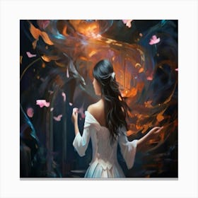 Default A Beautiful Girl Breaks The Surrounding Reality With T 0 (1) Canvas Print