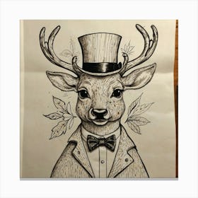 Deer In Top Hat 1 Canvas Print