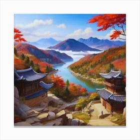 Korean beautiful Village landscape Canvas Print