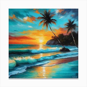 Sunset At The Beach 761 Canvas Print