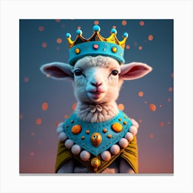 3d Hd A Lamb Wearing A Crown Colores Super Bril Canvas Print