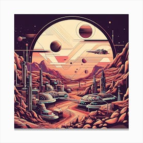 Imagined colony on Mars Space City Canvas Print