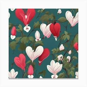 Flowers of Bleeding heart, Vector art 2 Canvas Print