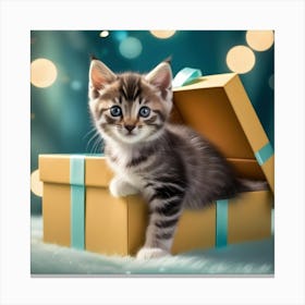Kitten In A Gift Box Canvas Print