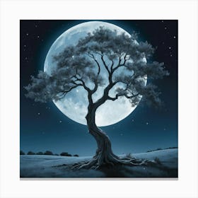 Tree In The Moonlight Art Print 1 Canvas Print