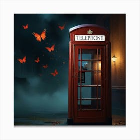 Telephone Booth With Butterflies Canvas Print