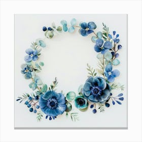 Blue Flower Wreath Canvas Print