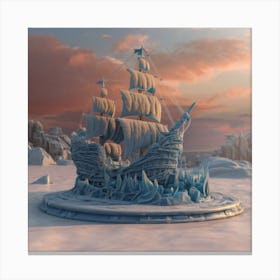 Beautiful ice sculpture in the shape of a sailing ship 23 Canvas Print