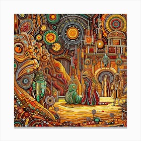Psychedelic Painting,The Force Flows Through Jabba's Palace: A Symphony of Spirits and Sand Canvas Print