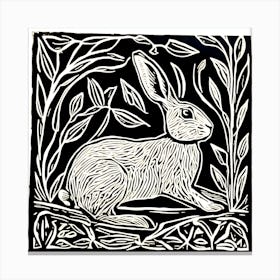 Rabbit In The Woods Linocut 1 Canvas Print