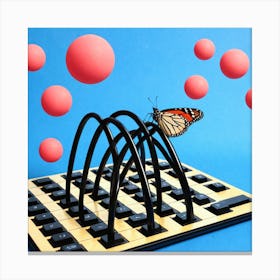 Butterfly On A Chess Board 4 Canvas Print