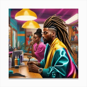 'Doing Hair' Canvas Print