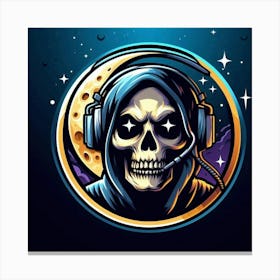 Skull With Headphones Canvas Print