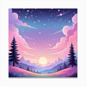 Sky With Twinkling Stars In Pastel Colors Square Composition 192 Canvas Print