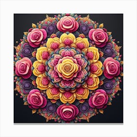 Rose mandala colorful 2 Canvas Print