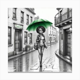 Girl With Umbrella Canvas Print