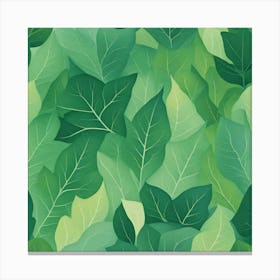 Seamless Pattern Of Green Leaves Canvas Print