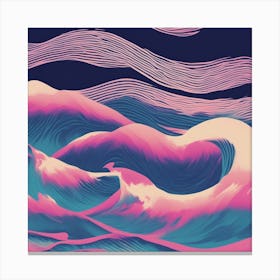 Minimalism Masterpiece, Trace In The Waves To Infinity + Fine Layered Texture + Complementary Cmyk C (20) Canvas Print