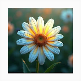 A Radiant Daisy With Petals Like Stained Glass In A Dreamlike Meadow Canvas Print