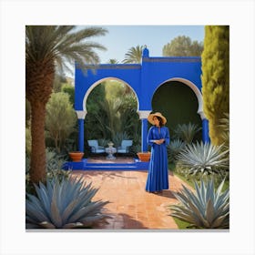 into the garden:Woman In A Blue Dress Canvas Print