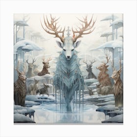 Deer In The Snow Canvas Print