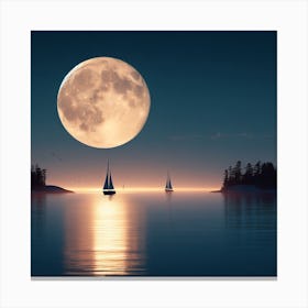 Full Moon Over Water Canvas Print