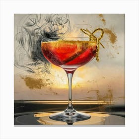 Cocktail At Sunset Canvas Print