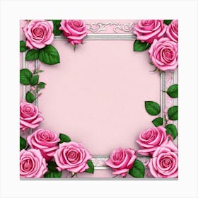 Pink Roses Frame 12 Canvas Print