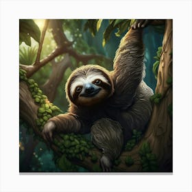 The tree hugging Sloth Canvas Print