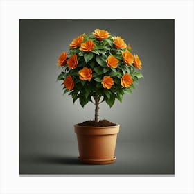 Orange Tree In A Pot Canvas Print