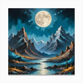 Moon Mountains Art Print 1 Canvas Print