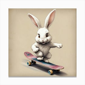 Rabbit On Skateboard 3 Canvas Print