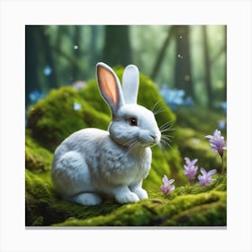 White Rabbit In The Forest 2 Canvas Print