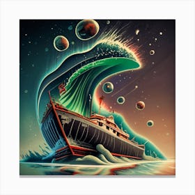 Ship on a tsunami wave 7 Canvas Print