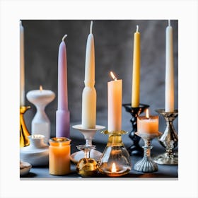 Candles On A Table Canvas Print