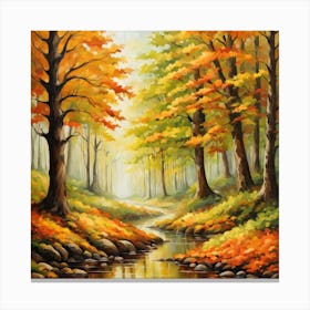 Forest In Autumn In Minimalist Style Square Composition 24 Canvas Print