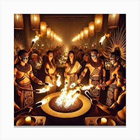 Sovereign Flame Ancient Aztec Fire Rituals Canvas Print