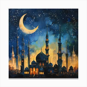 Muslim Mosque At Night 2 Canvas Print