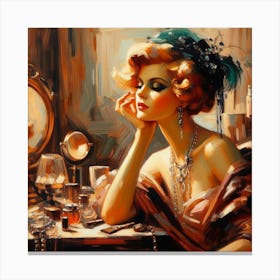 Glamorous Woman In A Mirror Canvas Print