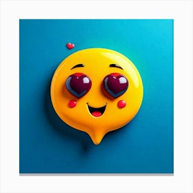 Firefly Heart Eyes Emoji, Emoji, Speech Bubble, Love, Adoration, Blue Background, Symbol, Affection, (7) Canvas Print