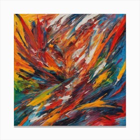 Expressive Abstract Composition In Oil Crayon Canvas Print