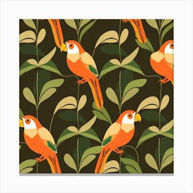 Seamless Pattern With Parrots Canvas Print